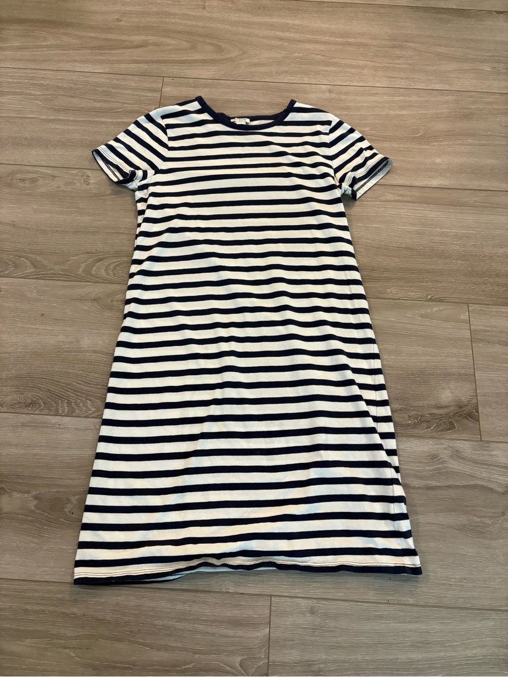J.Crew Navy and White Striped T-Shirt Dress